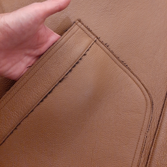Barneys New York Tan  Leather Jacket - Picture 7 of 12